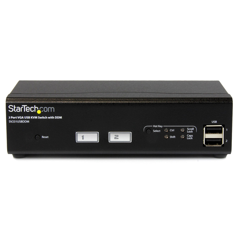 StarTech SV231USBDDM 2 Port USB VGA KVM Switch w/DDM Fast Switching Technology and Cables